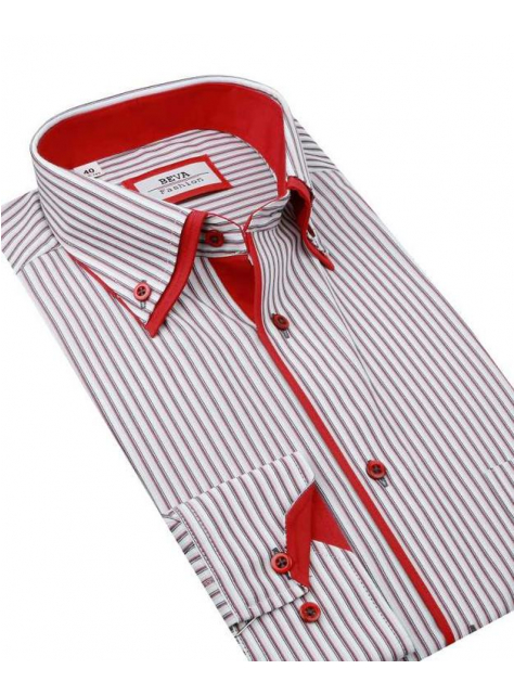 Pánska košeľa s červeným kontrastom BEVA SLIM | Výpredaj - All4Men.sk