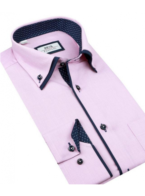 Elegantná ružová SLIM košeľa BEVA 2K143 - All4Men.sk