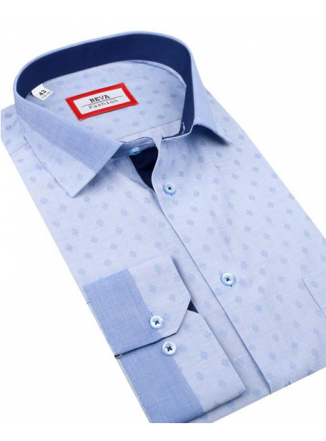 Trendová modrá pánska košeľa BEVA SLIM 2T120 - All4Men.sk