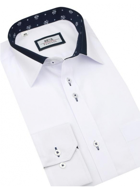 Elegantná biela košeľa BEVA SLIM dlhý rukáv 2T140 - All4Men.sk