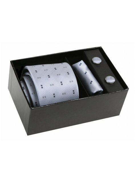 Kravatový 3 - dielny set EXCLUSIVE BOX šedo - strieborný - All4Men.sk
