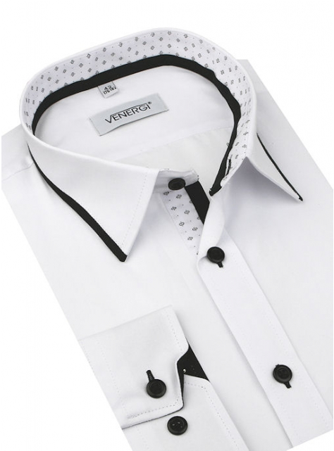 Štýlová pánska košeľa biela-kombinovaná VENERGI veľ. 47 - All4Men.sk