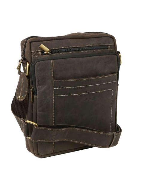 Pánska crossbody taška 28x22 cm hnedá brúsená koža - All4Men.sk