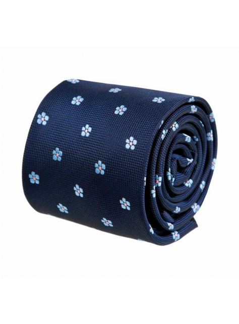 Pánska modrá kravata ORSI kvetovaný vzor 7 cm - All4Men.sk