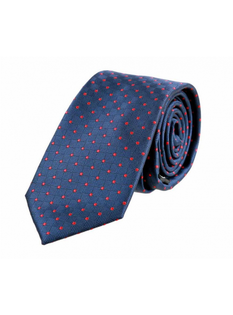 Modrá kravata s červeným vzorom 6 cm ORSI - All4Men.sk