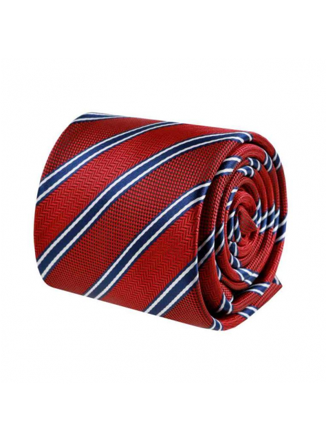 Moderná pánska kravata s prúžkami ORSI červená 204 - All4Men.sk