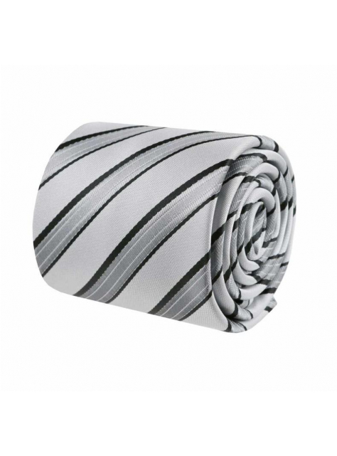 Elegantná šedá kravata s prúžkami ORSI 7,5 cm - All4Men.sk