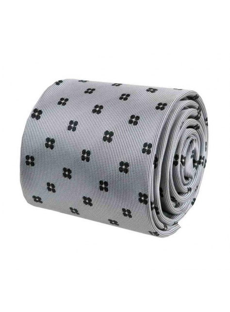 Pánska kravata šedá kvetovaná ORSI 7 cm - All4Men.sk