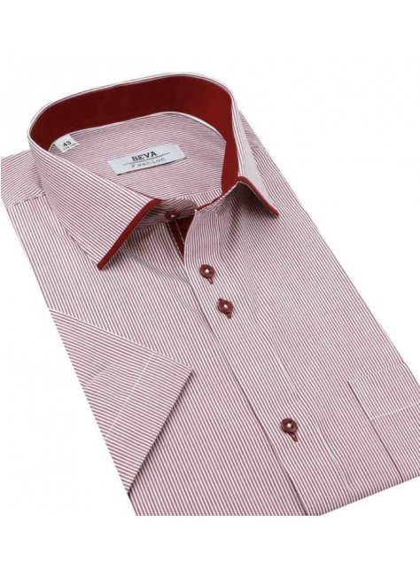 Pánska bordová košeľa BEVA KLASIk s krátkym rukávom - All4Men.sk