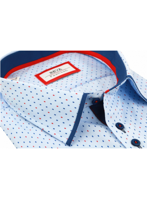 Pánska modrá košeľa krátky rukáv BEVA KLASIK nadmerná veľkosť - All4Men.sk