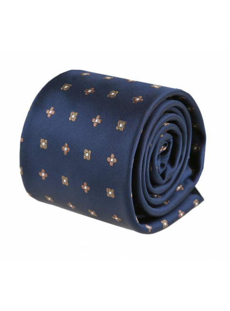 Modrá kravata s hnedým vzorom ORSI 7 cm - All4Men.sk