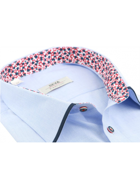 Modrá pánska košeľa BEVA KLASIK s dlhým rukávom 3XL-5XL - All4Men.sk