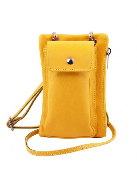 Mini cross bag - Puzdro na mobilný telefón TUSCANY SOFT žlté - All4Men.sk