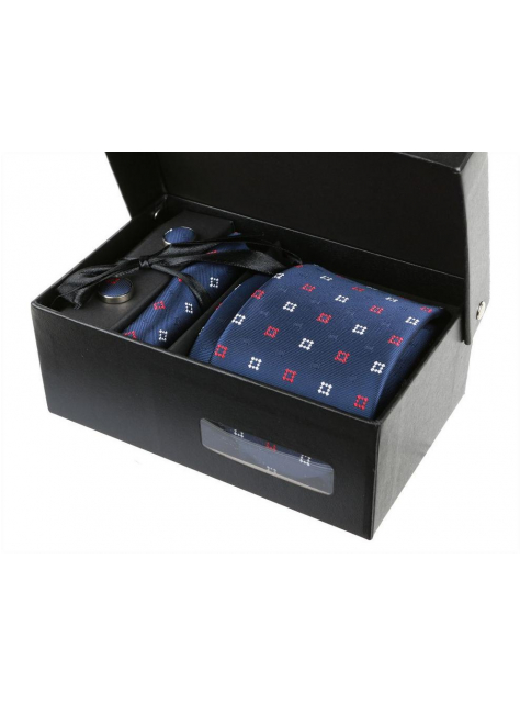 Tmavomodrý 3- dielny kravatový set EXCLUSIVE BOX ORSI - All4Men.sk