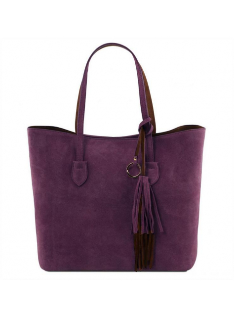 Luxusná dámska kabelka fialová TUSCANY LEATHER semišová koža - All4Men.sk