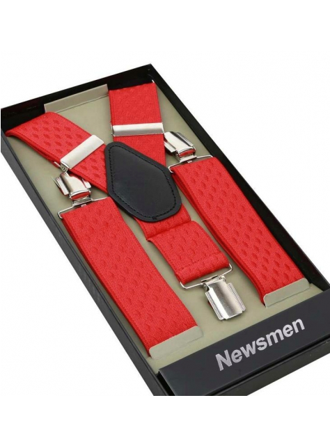 Červené traky s tkaným vzorom NEWSMEN 3,5 cm - All4Men.sk