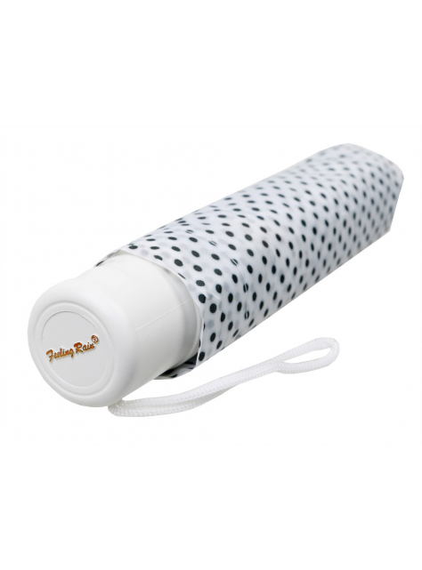 Dámsky skladací dáždnik, biely s bodkami - All4Men.sk