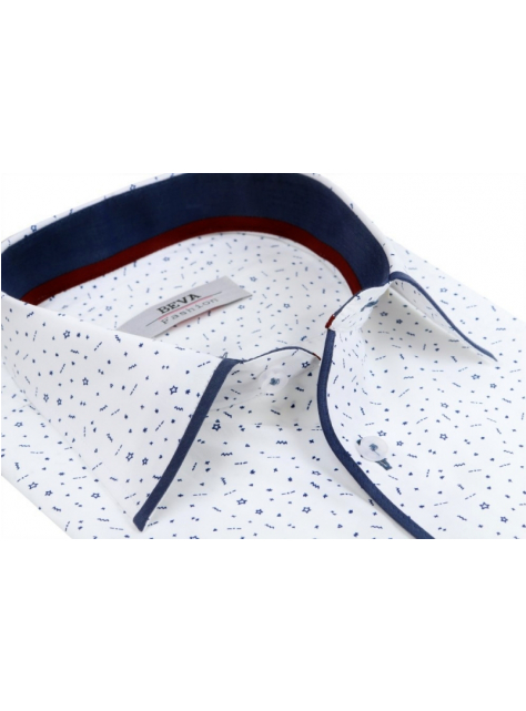 Košeľa s dlhým rukávom BEVA SLIM, bielo-modrá - All4Men.sk