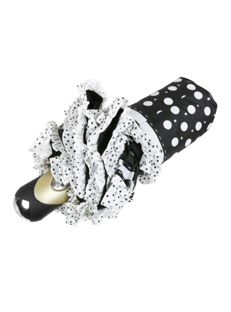 Dámsky čierno-biely bodkovaný dáždnik, automat 25 cm - All4Men.sk