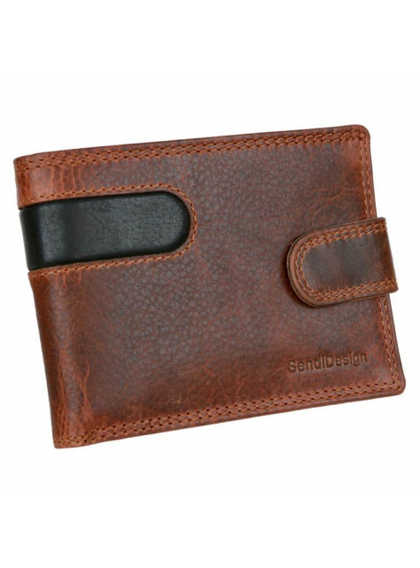 Hnedá kožená peňaženka s prackou pre 8 kariet - All4Men.sk