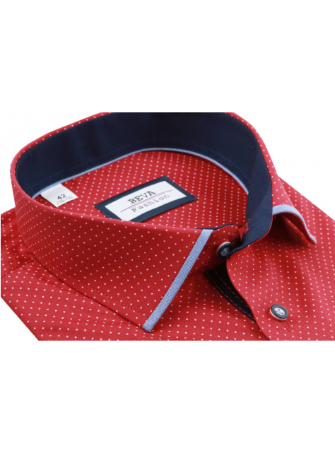 Červená košeľa s krátkym rukávom BEVA KLASIK T1916 - All4Men.sk