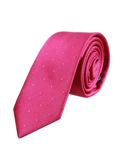 Cyklámenová kravata s tkanými bodkami, slim 6 cm - All4Men.sk
