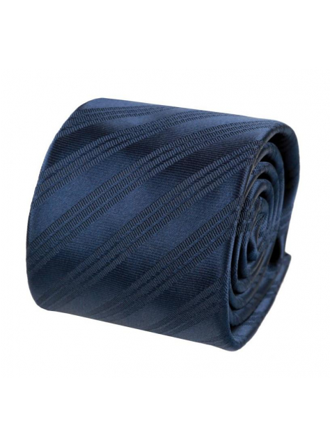Modrá tmavá kravata s tkanými prúžkami, 100% mikropolyester - All4Men.sk