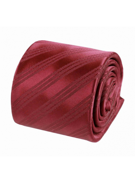Bordová kravata s tkanými prúžkami, 100% mikropolyester - All4Men.sk