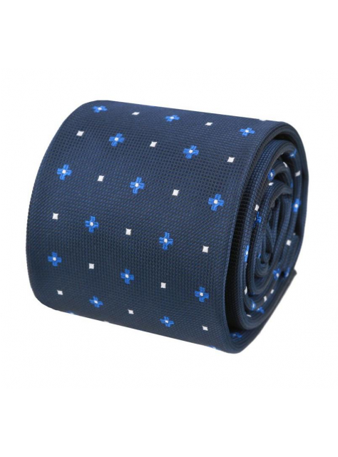 Modrá kravata s bielo-modrým vzorom ORSI - All4Men.sk