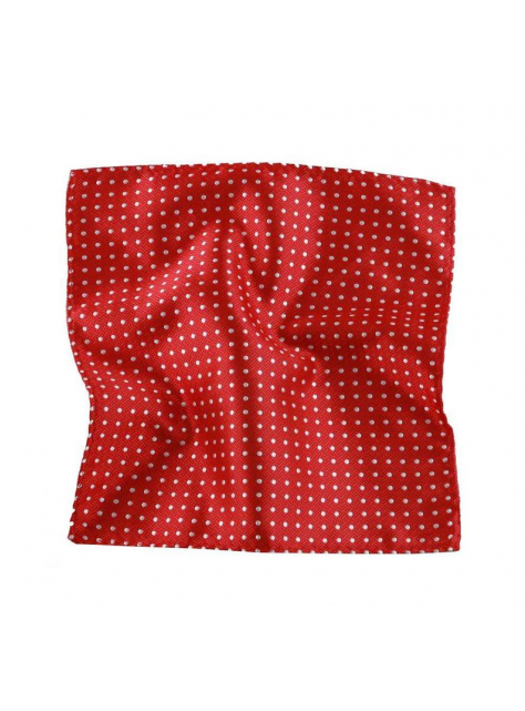 Červená vreckovka s bielymi bodkami, tkaný polyester - All4Men.sk