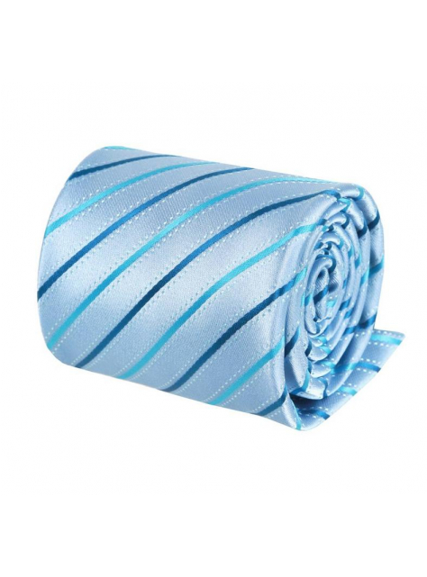Pánska kravata modrá, tyrkysové prúžky 8 cm - All4Men.sk