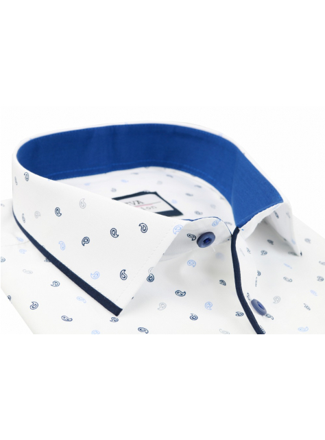 Elegantná košeľa BEVA Regular 2T1945 dl.rukáv biela-modrý vzor - All4Men.sk