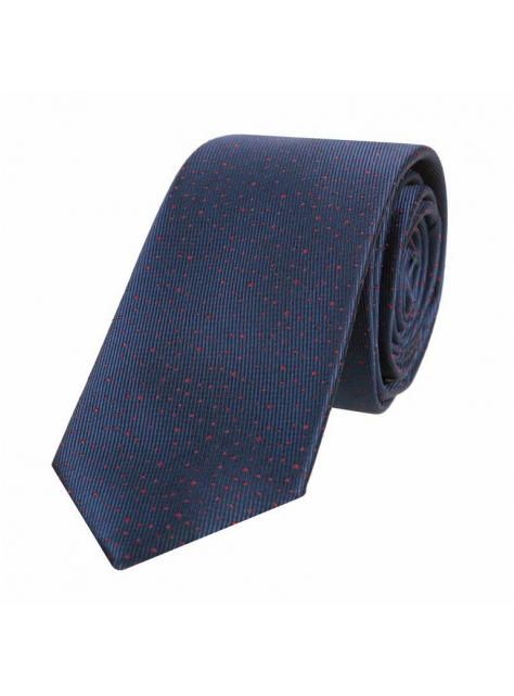 Tmavomodrá kravata s červenými bodkami 6 cm - All4Men.sk