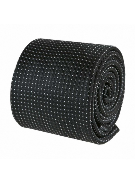 Elegantná nadčasová kravata čierna, biele bodky 7 cm - All4Men.sk