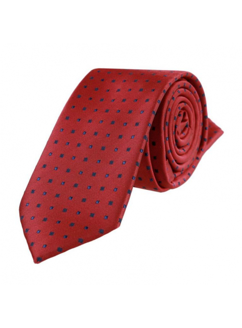Slim kravata ORSI, červená - modrý vzor 6 cm - All4Men.sk
