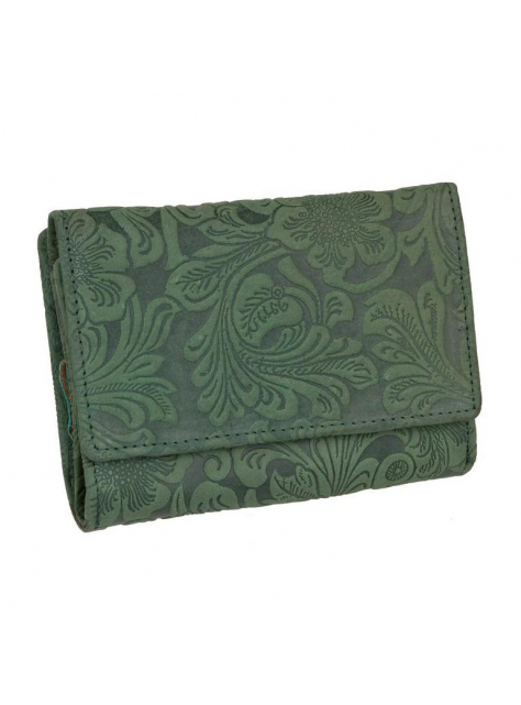 Dámska stredná RFID peňaženka s potlačou, koža zelená - All4Men.sk