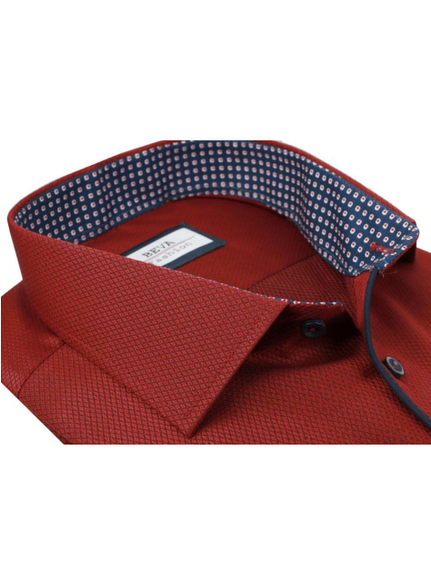 Exkluzívna tmavočervená košeľa BEVA REGULAR, dlhý rukáv - All4Men.sk
