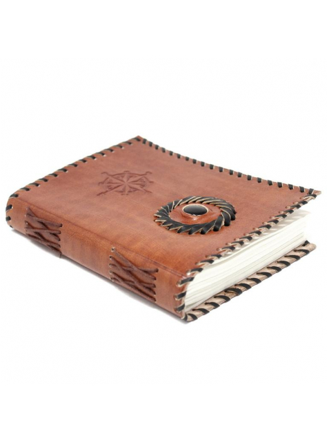 Zápisník kožená väzba – Čierny Onyx a Kompas 17x12 cm - All4Men.sk