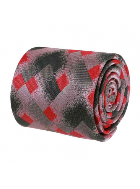 Kravata šedo-ružová s červenými štvorcami 8 cm - All4Men.sk