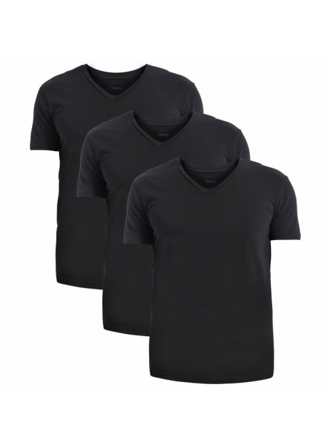 Elastické pánske tričko V-výstrih - 3 kusy čierne - All4Men.sk