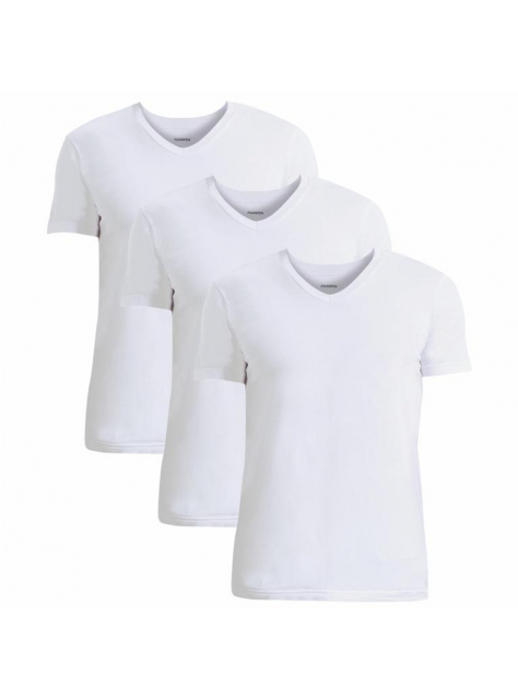 Elastické pánske tričko V-výstrih - 3 kusy biele - All4Men.sk