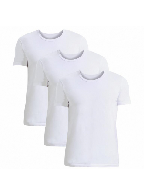 Pánske elastické tričko U-výstrih - 3 kusy biele - All4Men.sk