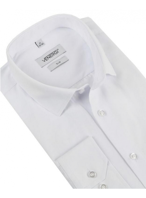 Biela slim košeľa s klasickou manžetou 182-188 cm (rukáv 70 cm) - All4Men.sk