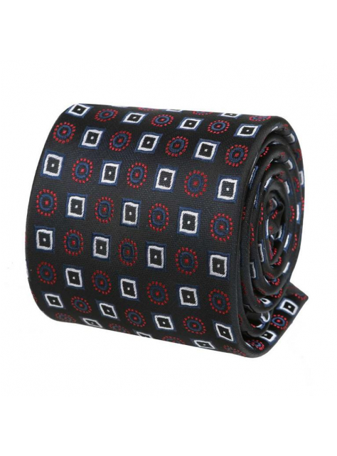 Elegantná čierna kravata s tkaným vzorom 7 cm - All4Men.sk