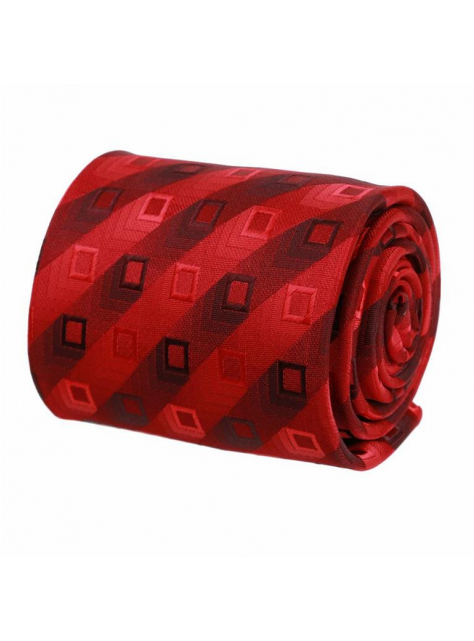 Červená kravata so štvorcovým vzorom 8 cm - All4Men.sk