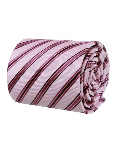 Ružová kravata so staroružovými prúžkami 8 cm - All4Men.sk