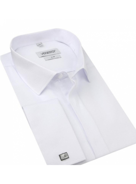 Biela košeľa VENERGI Klasik na manžetové gombíky 188-194 cm - All4Men.sk