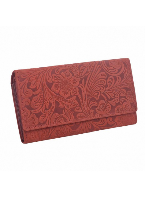 Exkluzívna červená peňaženka, kvetinová potlač  - All4Men.sk
