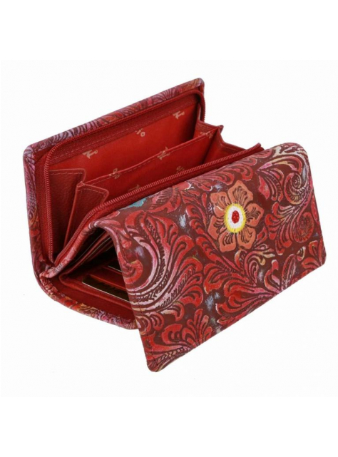 Dámska kvetinová peňaženka, stredná červená - All4Men.sk