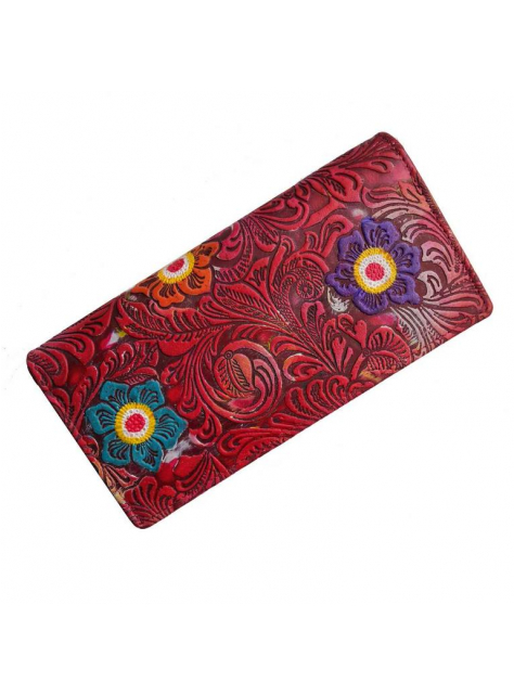 Červená listová peňaženka MERCUCIO kvetinová, pre 15 kariet - All4Men.sk